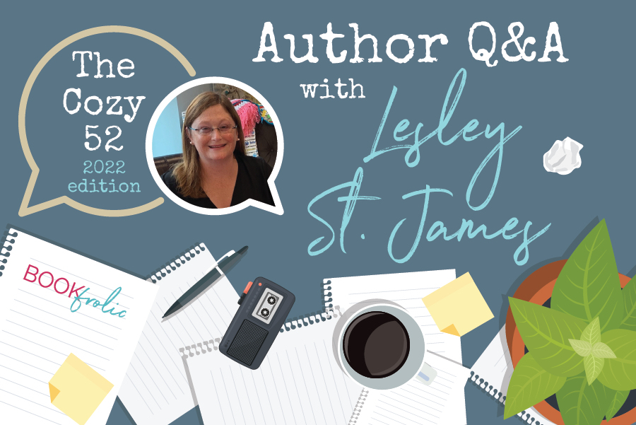 banner for author interview with Lesley St. James