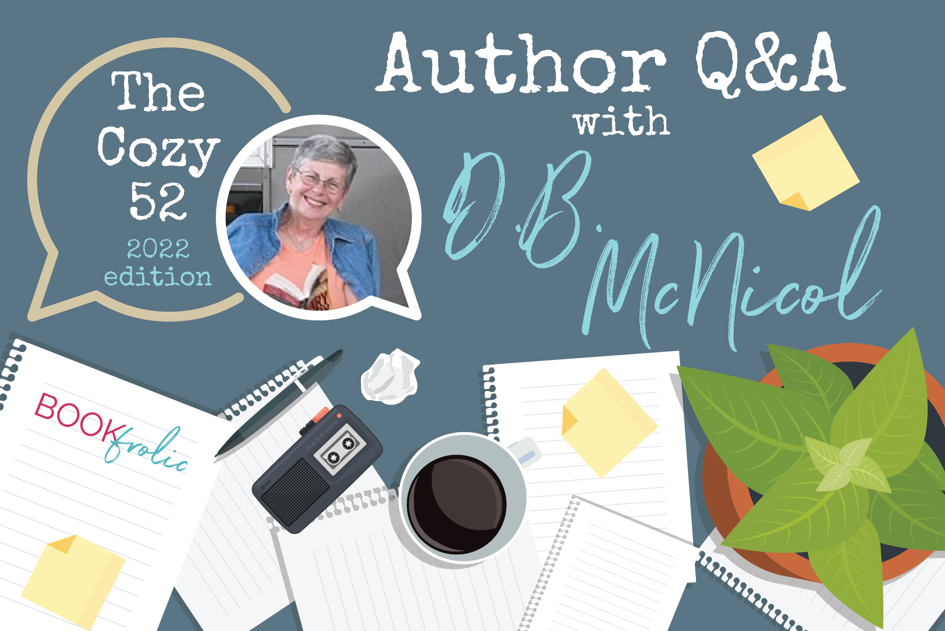 feature banner for author interview post with DB McNicol