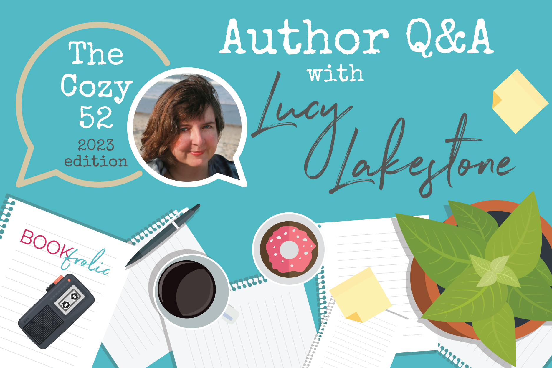 banner for author interview with Lucy Lakestone