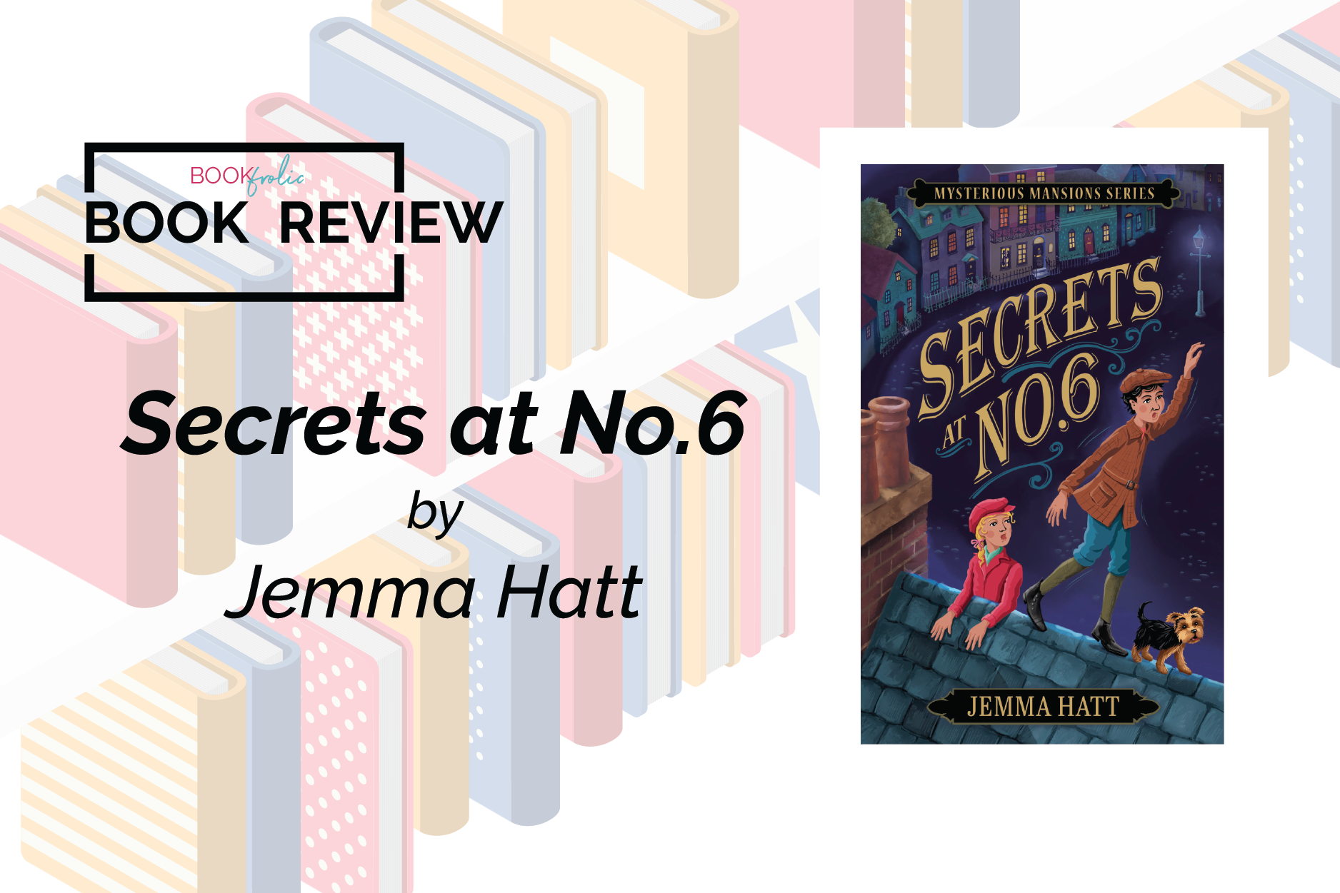 banner for book review of Secrets at No.6 by Jemma Hatt