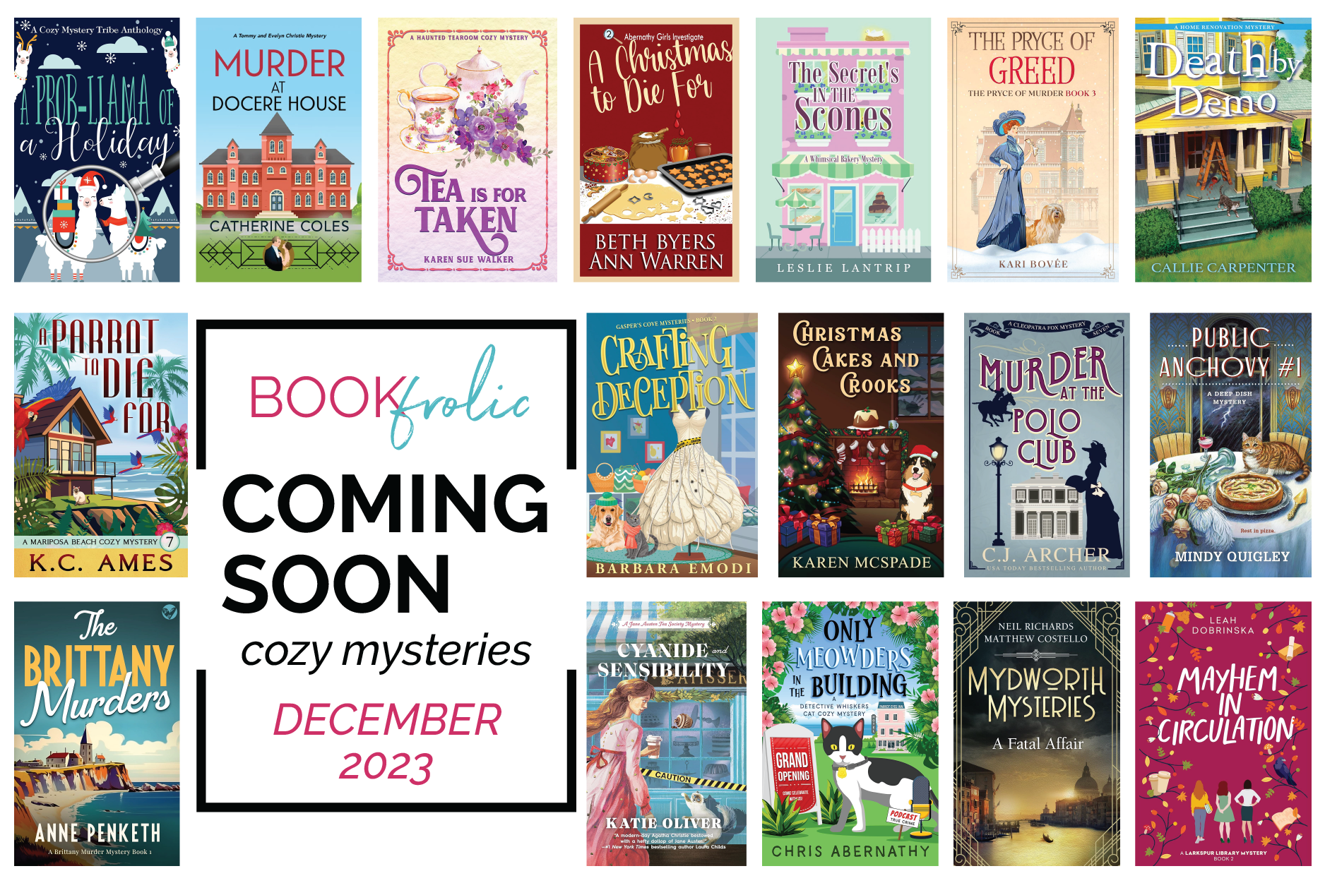 covers from some of the cozy mystery books coming out in December 2023