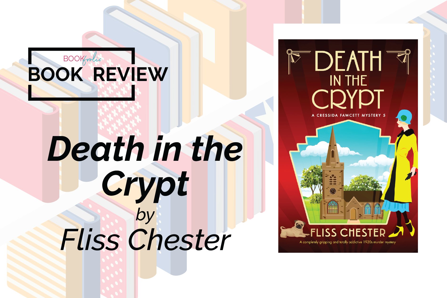 book review banner for Death in the Crypt by Fliss Chester