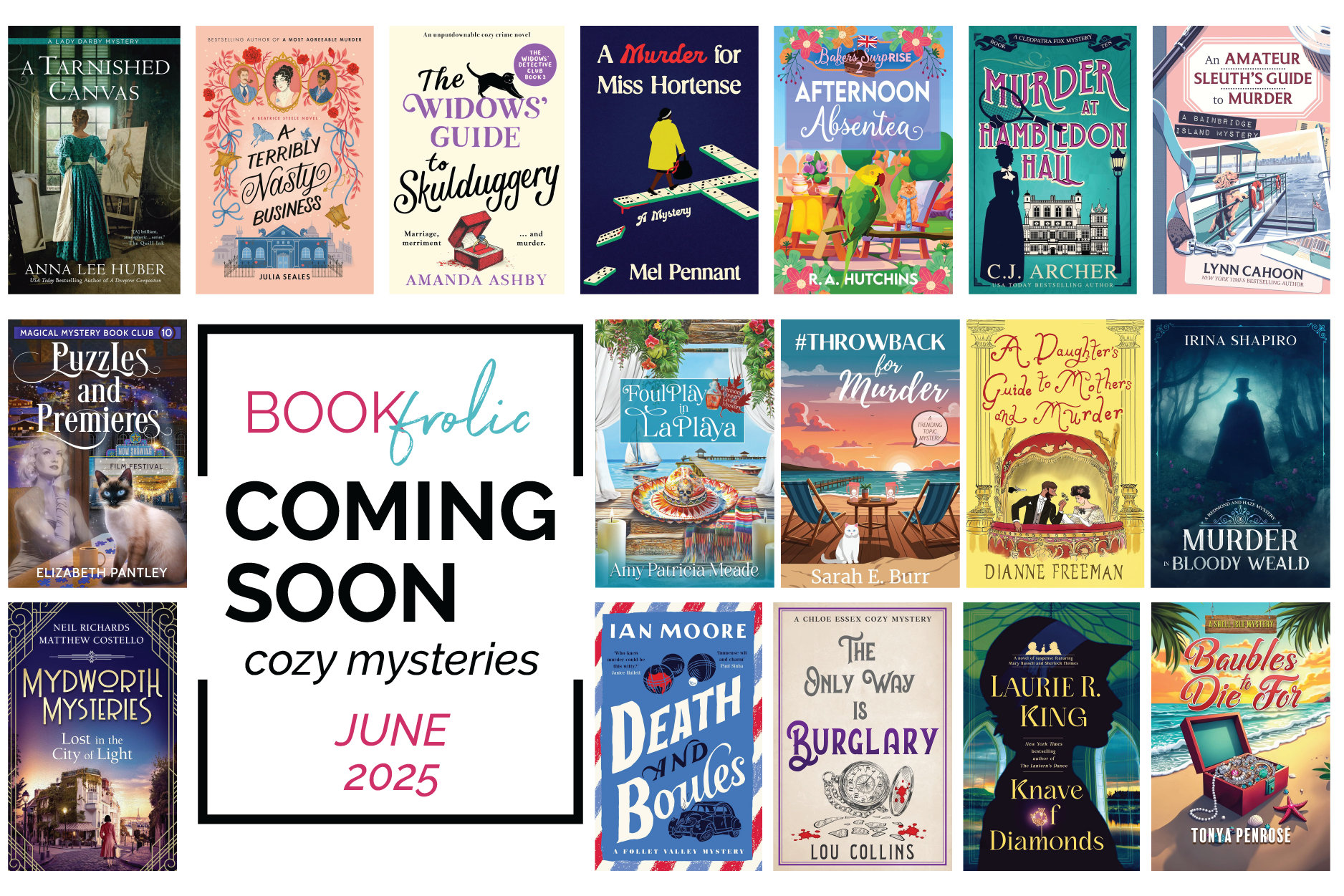 banner featuring some book covers of Cozy Mystery releases in June 2025